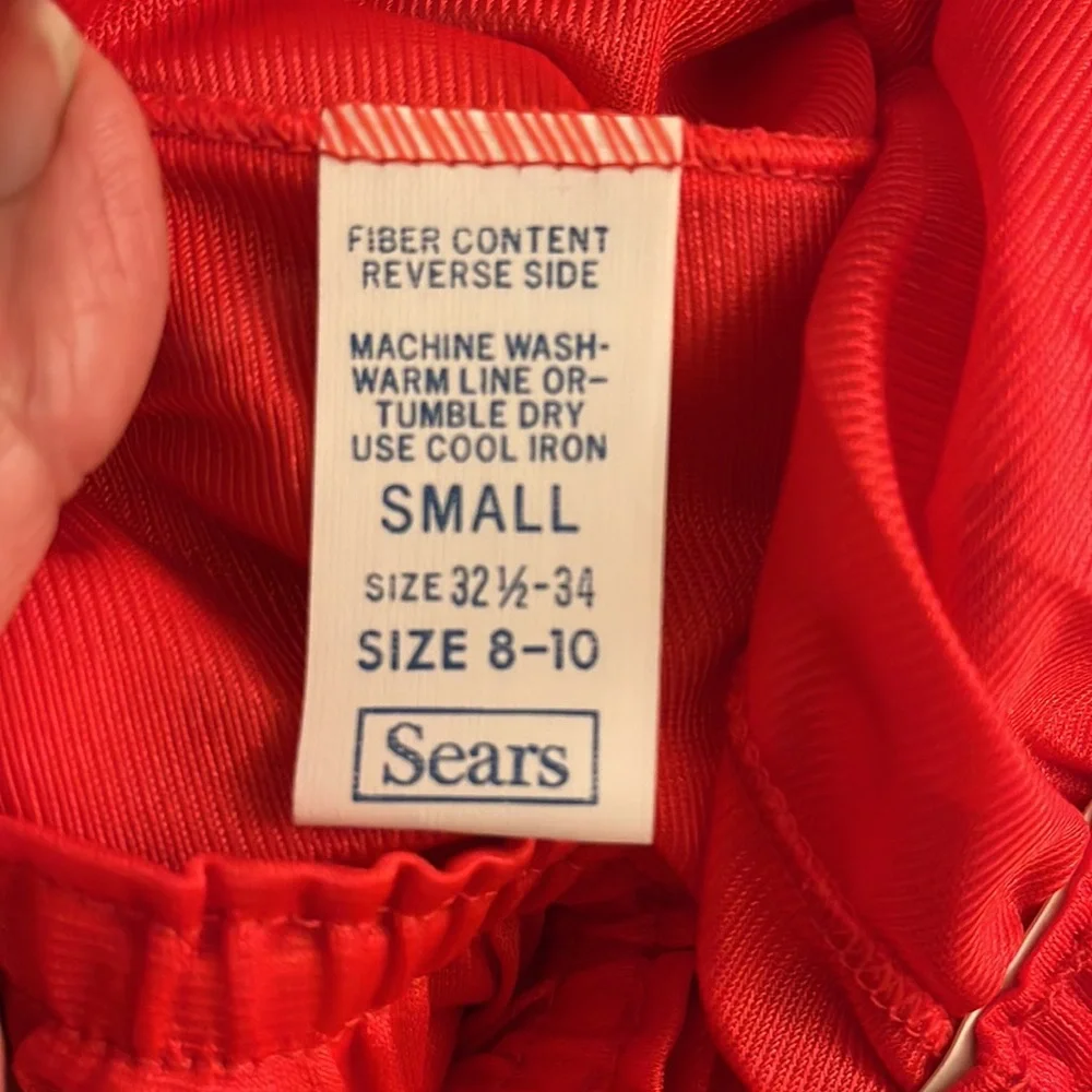 Vintage Sears Bright Red🔥with White‎ Piping Pajama Set: Top & Pants❤️
